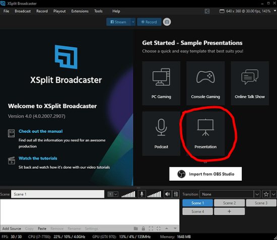 xsplit broadcaster user interface