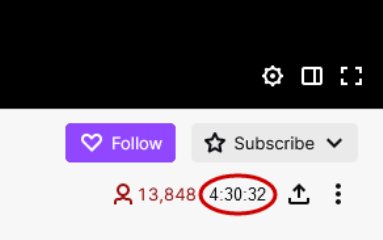 
how to see how long a streamer has been streaming